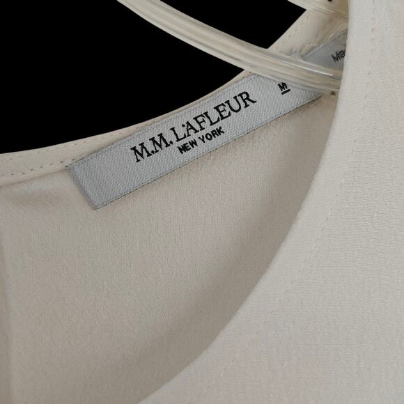 MM Lafleur Carrie Top Blouse Size Medium Alabaster Textured Long Sleeves - Picture 3 of 10